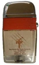 VINTAGE SCRIPTO VU-LIGHTER L.L. FLOWERS POWER LINES ADVERTISING LIGHTER TEXAS