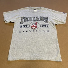 Vintage Cleveland Indians Shirt Mens Medium Gray MLB Baseball Pro Player 90s