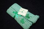 Set of 4 Embroidered Cotton Shamrock Napkins Green Linen Look — photo 1