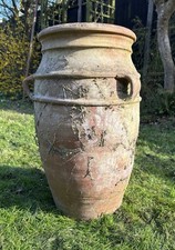 Antique 70cm Terracotta Olive Jar - Hand Thrown Mediterranean Garden Pot No Hole