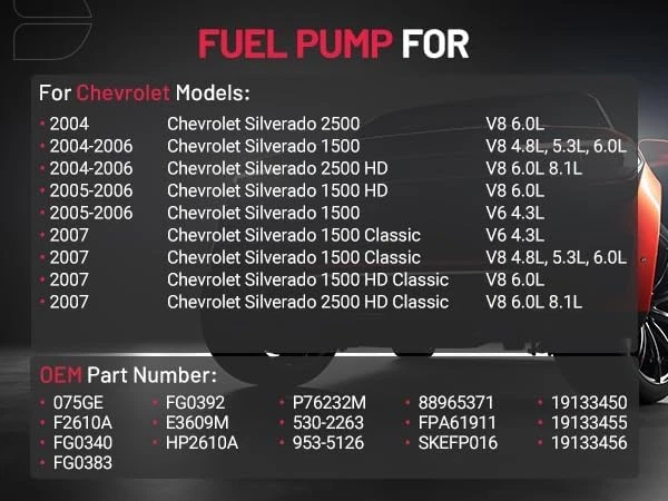 Fuel Pump Module Assembly for Chevy Silverado GMC Sierra 1500 2500 with Sensor Foto 3 de 4