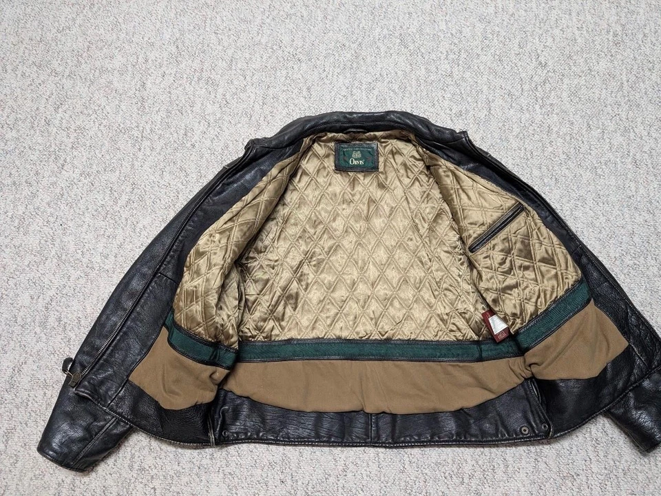 vintage ORVIS leather jacket L dark brown MOTORCYCLE cowhide BIKER bomber - Image 4 of 4