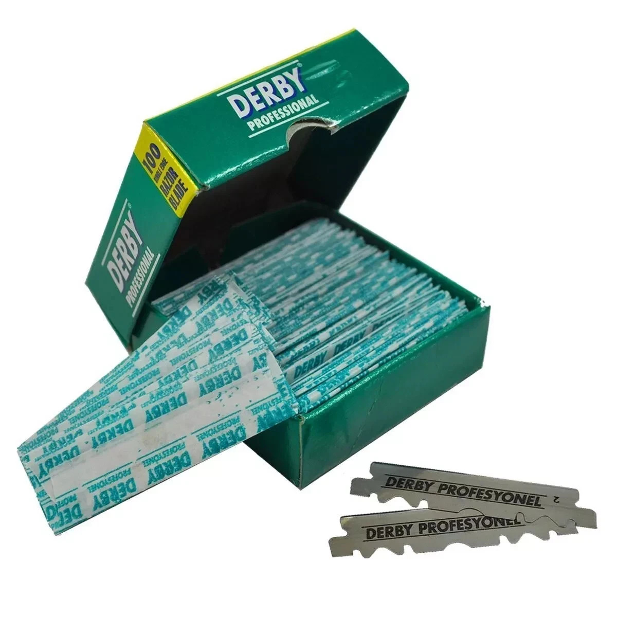 Classic Samurai Stainless Steel Straight Edge Barber Razor + 100 Derby Blades