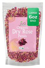 Jiva USDA Organic Dried Red Rose Petals 6 Oz 170G Large Bag - Food Grade, Edib
