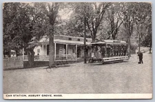 K11/ Asbury Grove Massachusetts Postcard c1910 Trolley Depot Station 545