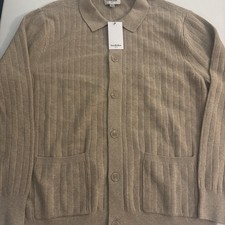 Men's Collared Cardigan Sweater - Goodfellow  Co Oatmeal Color Size Large