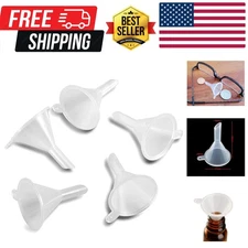 5-Pack Clear Mini Funnels for Precise Pouring of Kitchen & Lab Essentials