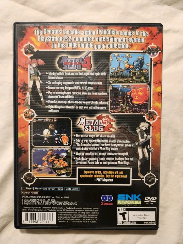 Metal Slug 4/ Metal Slug 5 ( Sony PlayStation 2, PS2 CIB Tested Working - Image 2 of 4