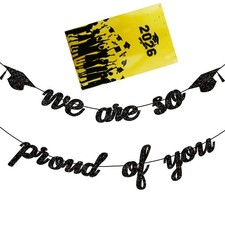Graduation Decorations 2026  Class of 2026 Graduation Banner, Black Glitter We