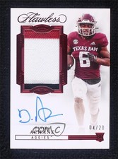 2023 Flawless Collegiate Rookie Vertical Ruby 4/20 De'Von Achane Patch Auto 14hk