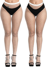 Womens High Waist Patterned Fishnet Tights Suspenders Pantyhose Thigh High Stock