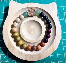 Hand Made Sandalwood Beads With Peach Wood Blossom Bead And Jade Beads Bracelet