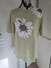 Giorgio Strick Pullover Neu! Grün Blumen Kurzarm Elegant Größe XXL