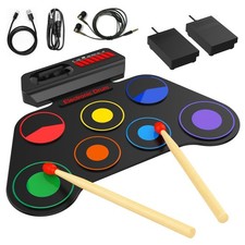 Portable Electronic Drum Set for Kids 7 Pads, Built-in Speaker, Rechargeabl...