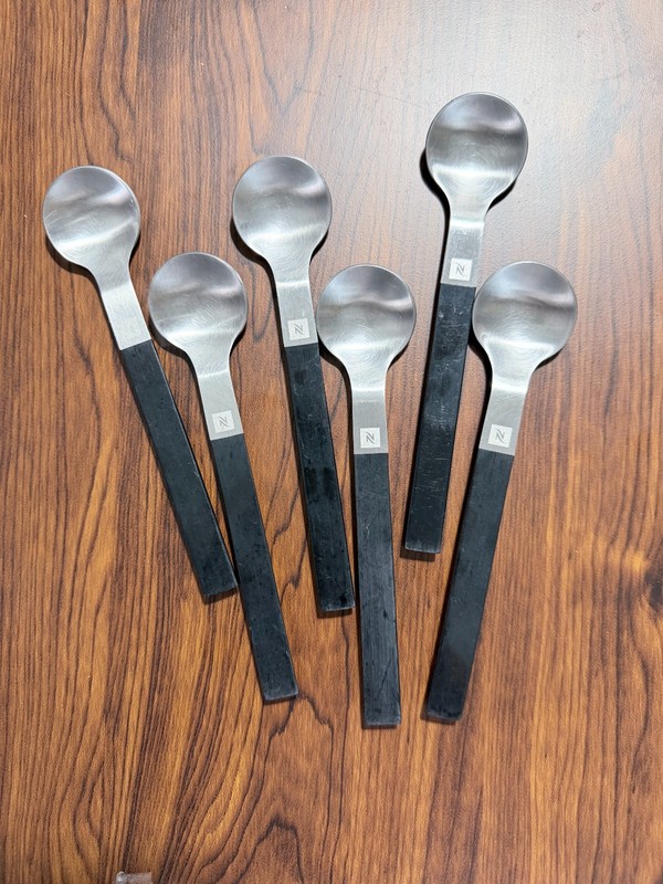 Nespresso Vertuo Espresso Coffee Small Spoons Black Handle 6" Set Of 6