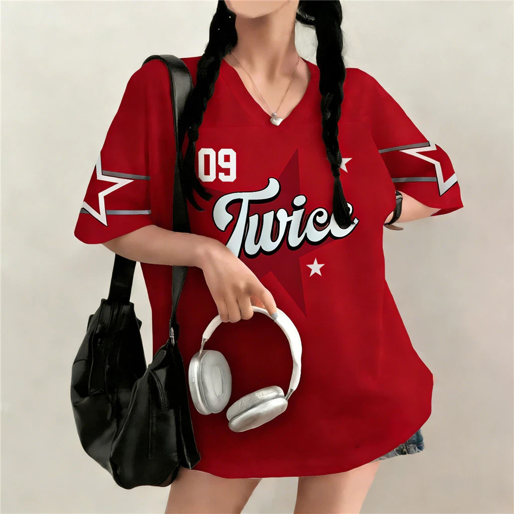TWICE THIS IS FOR ONCE V-NECK JERSEY KPOP OUTFIT FAN MERCH T-SHIRT
