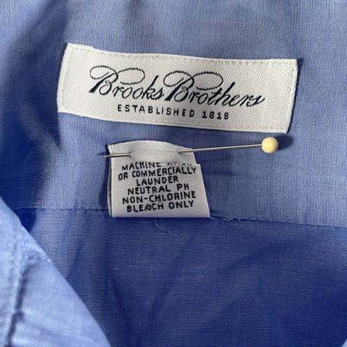 Vtg Made In Hong Kong Brooks Brothers L/S Button Up 16 X 34-35 Blue Cotton READ - Picture 7 of 11