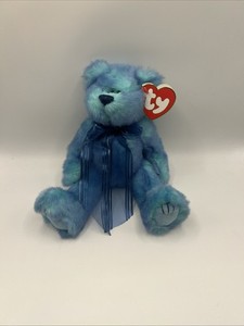 Vintage Retired Ty Attic Treasures Collection AZURE Jointed 8” Blue Bear 1993