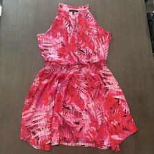 WHBM Womens Sleeveless V Neck Halter  Blouson Dress - 14