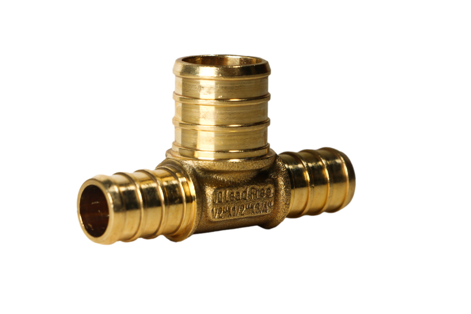 1 Pack XFITTING 1/2" x 1/2" x 3/4" Pex B Tee, Lead Free Brass, Crimp Fitting