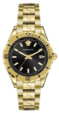 Versace Watch Hellenyium Gold Steel 42mm Black Dial Swiss Quartz WR 50m