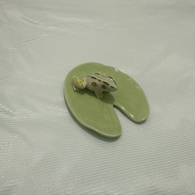 Klima MIniature Porcelain Animal Figure Frog on Water Lily