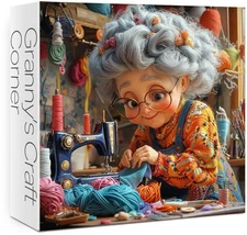 Grandma Sewing Machine Puzzles for Adults 1000 Pieces. Cute Granny Cozy Time ...