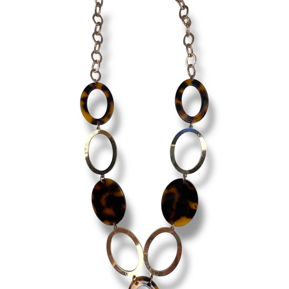 Collar llamativo vintage de eslabones de cadena en tono dorado de carey 30" Foto 4 de 4