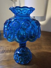 L. E. Smith Sun Moon And Stars Colonial Blue Fairy Lamp