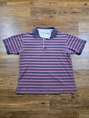 Vtg 80s-90s L.L. Bean Horizontal Stripe Red Blue Polo Shirt Sz.M 