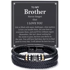 To My Brother Bracelet Braided Leather, Sibling Gift Teens Birthday Graduation