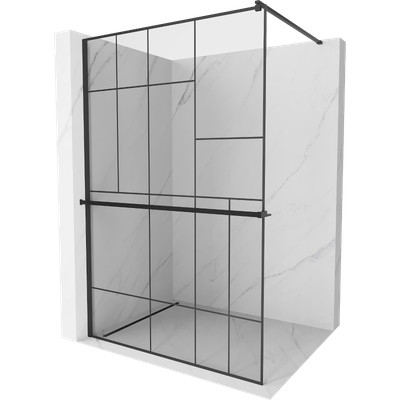 Mexen Kioto+ Duschwand 90x200 cm, Transparent mit Schwarz Design, 8 mm Glas