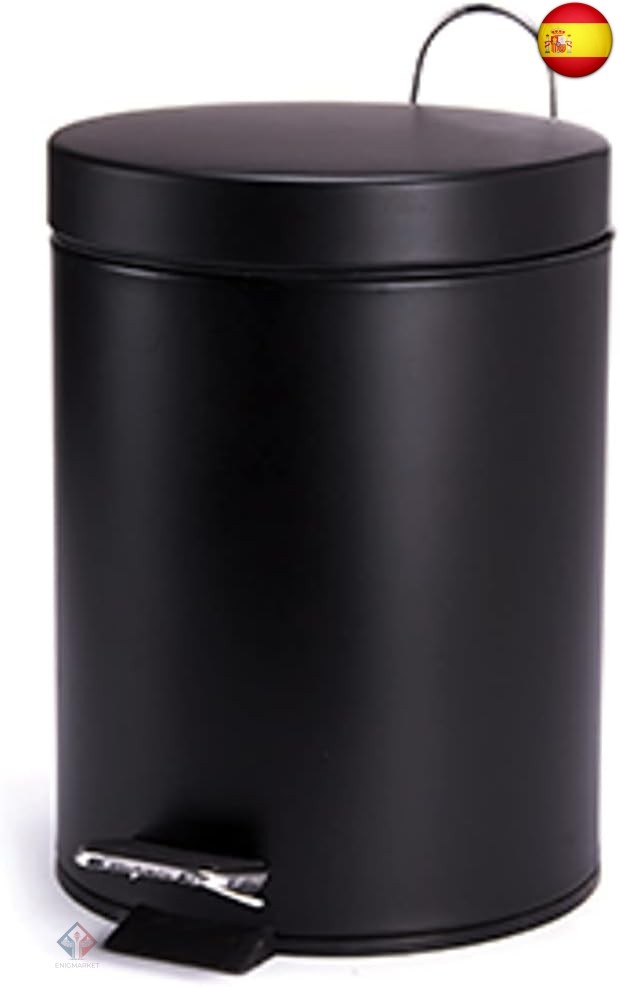 MSV 3 L Papelera Negra 3L, Acero Inoxidable, 2 cm