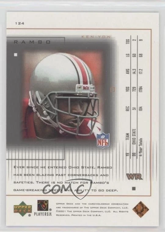 2001 Upper Deck Pros & Prospects Draft Class /1000 Ken-Yon Rambo #124 Rookie RC - Image 2 of 2