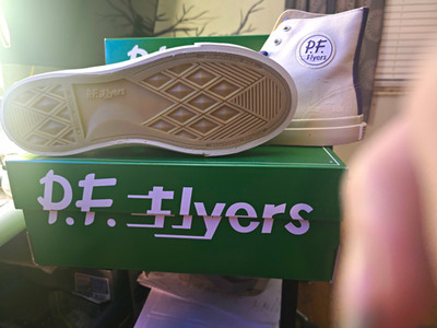 PF Flyers Men's White/Purple Colorblock Canvas High Top Lace-Up Sneakers NIB