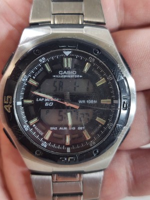 Casio Men AQ-164W  Sport Silver Tone Quartz Analog Digital 