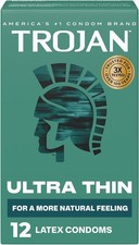 Trojan Ultra Thin Latex Lubricated Condoms for Men, Thin Condoms for a More Natu