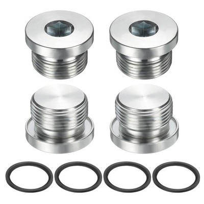 4Pcs M24x2 Carbon Steel Inner Hex Head Pipe Fitting Plug with O-Ring