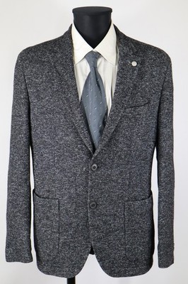 Benvenuto schwarz-graues Sakko Gr.52/L Wolle Polyamid Viskose Top Zustand