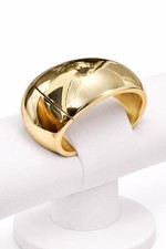 Gold Tone Wide Hinged Cuff Bracelet Magnetic Clasp Modern Statement 7.5”