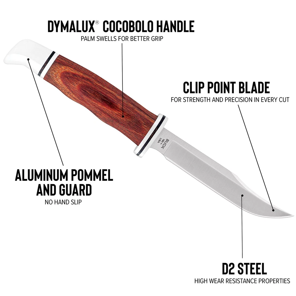 102 Cuchillo de Caza de Hoja Fija Leñador, Hoja de Acero Inoxidable D2 de 4", Cocobolo... Foto 2 de 4