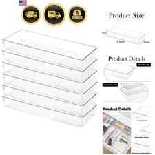 6 Pcs Clear Drawer Organizer Trays Plastic Drawer Organizers Set