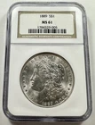 1889-P $1 Morgan Dollar NGC MS61 90% Silver Philadelphia US Coin