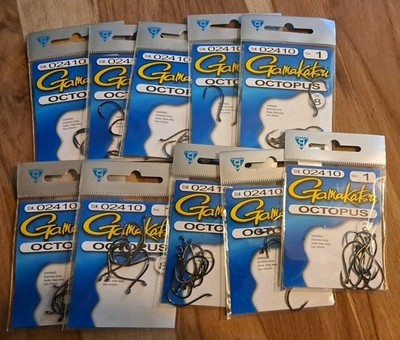 Gamakatsu 02410 Size 1 Octopus Fishing Hooks Qty 8 x 10 packs 80 Hooks Total 