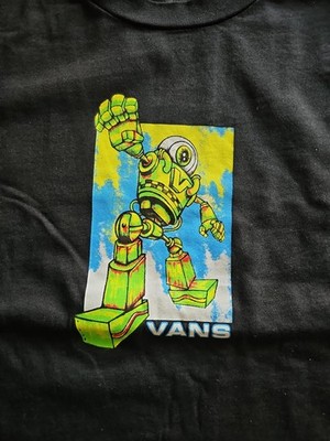 VANS T-Shirt Größe L Schwarz Roboter Herren Neu!