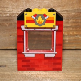LEGO Red Brick Firehouse Window Wall Panel 1x6x6 with Fire Axes Logo