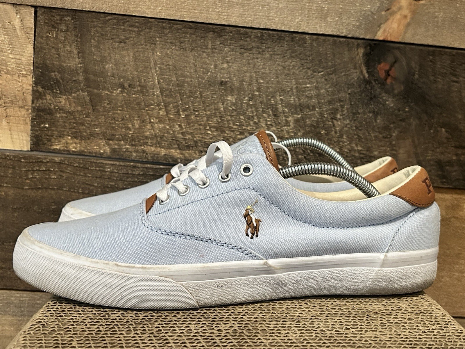 POLO RALPH LAUREN Thorton cotone tela blu chiaro pony Oxford uomo 11 5D