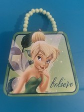 Disney Tinkerbell Fairy Purse Tin with Cute Beaded Handle w/Latch Closure. New!