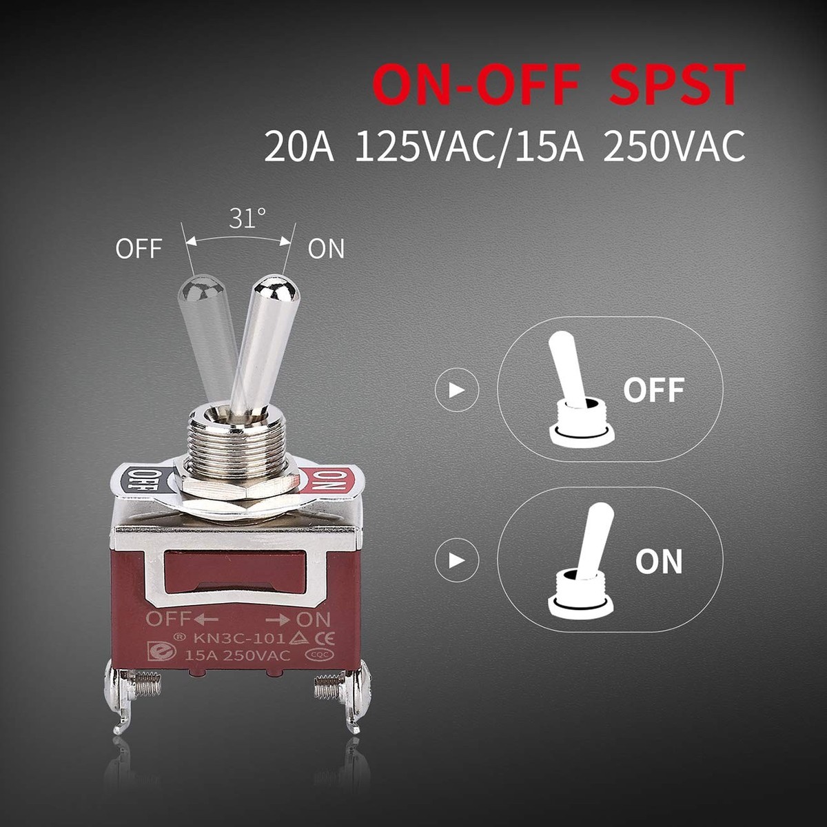 2 Pz KCD3 Barca Auto Interruttore A Bilanciere ON-OFF 2