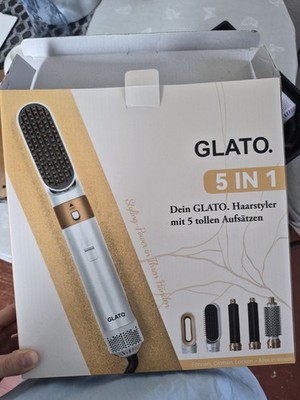 GLATO 5-in-1 Haarstyler Set weiß/gold mit 5 Aufsätzen inkl. Rundbürste